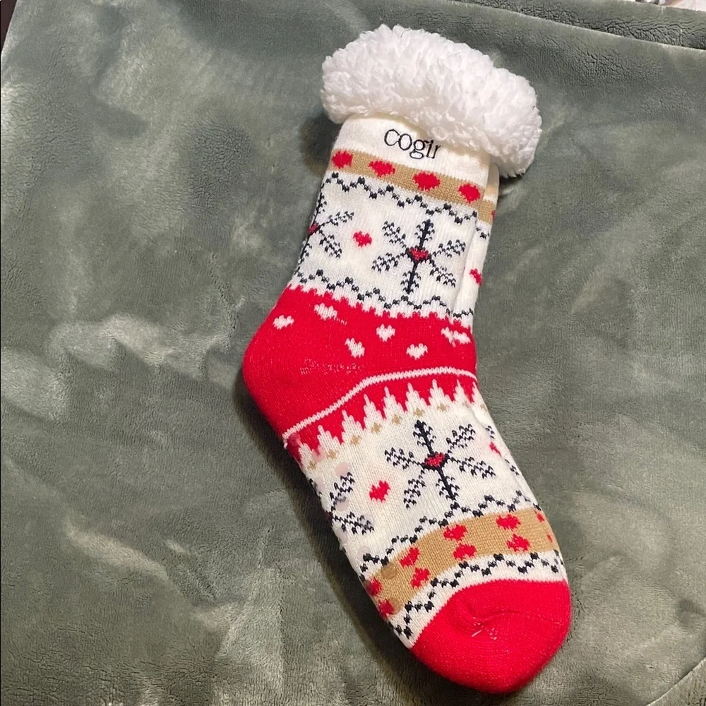 Winter Snowflake Socks - Red and White